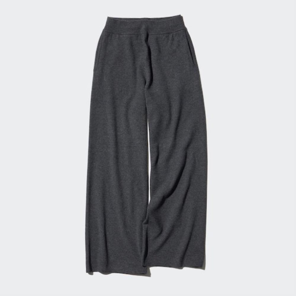 Uniqlo Gray Knit Wide Leg Lounge Pants